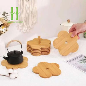Handmade Natural <b>Bamboo</b> Button Shape Coaster <b>Placemats</b> OEM Eco-Friendly Coaster set Table Decor from Vietnam HNH Craft - Product Image 2