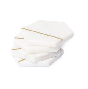 Eco Friendly Round <b>White</b> Marble <b>Coasters</b> Set of 4 with Stand Bar Wine <b>Coasters</b> for Table Wholesale Tea <b>Coaster</b> for Home Hotel - Product Image 5