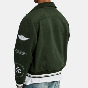 แจ็กเก็ตผ้ากำมะหยี่กำมะหยี่สำหรับผู้ชายผ้าขนสัตว์100% งานปักลายตัวอักษรสไตล์สตรีทงานตามสั่ง - Product Image 5