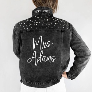 Chaqueta vaquera de lavado ácido para mujer a la moda, ropa de abrigo informal ajustada desgastada, regalo de fiesta de boda para ella - Product Image 6