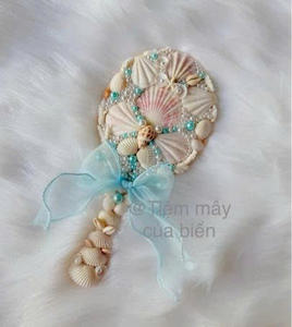 Portable Seashell <b>Hand</b> <b>Mirror</b> Handmade Vietnam Beauty Accessory - Product Image 2
