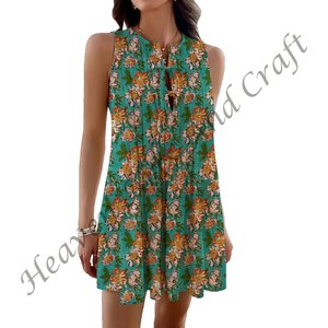 Robe en coton bohème à imprimé en bloc pour femmes, haut fait à la main, imprimé floral, tenue décontractée, confortable et élégante, Inde et Pakistan - Product Image 6