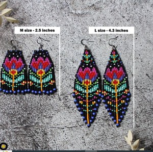 Pendientes de moda florales con cuentas, pendientes de flor, pendientes colgantes con flecos, pendientes de cuentas de semillas, pendientes tipo candelabro, brillantes - Product Image 1