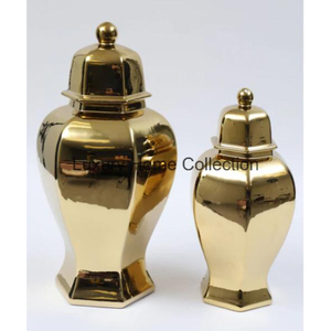 Pots et bocal de stockage de gingembre durables en métal de conception attrayante pot enduit de couleur noire avec doublure de couleur dorée et ustensiles de cuisine à bouton - Product Image 6