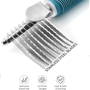 หวีโลหะแบบเรียบง่ายสำหรับสุนัขและแมว ขนยาว ใบมีดเหล็กนิรภัย 2.5 นิ้ว บรรจุกล่อง สำหรับแก้ผมพันกันและขนพันกัน - Product Image 3