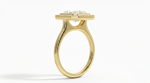 Diamant central taille radiant saisissant avec halo de diamants classiques pour femme, diamants de laboratoire - Product Image 4