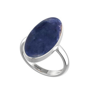 925 Sterling Silver <b>Resizable</b> <b>Ring</b> Bezel Setting Sodalite Gemstone Mix Shapes Classic Wedding Party Trendy Fashionable Unisex - Product Image 2