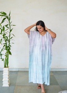 Summer Wear Floor-Length V-neck Long Sleeve Formal Eco-Friendly Breathable Cotton Maternity Maxi <b>Dress</b> A-Line Silhouette - Product Image 3