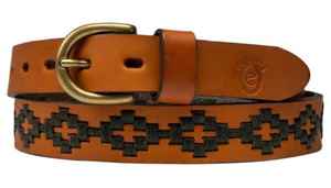 เข็มขัดดีไซน์เนอร์สำหรับชายและหญิงยอดเยี่ยมหนังวัวแท้ทำด้วยมือโปโลตะวันตกแกะสลักความยาวตามสั่ง - Product Image 2