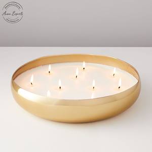 Best Quality Large Round Aluminum <b>Candle</b> Vessel with Gold Finished for Restaurant Wedding Parties Easter Decor - Product Image 1