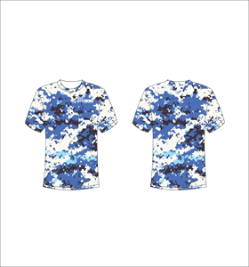 T-shirt camouflage à manches courtes pour hommes Ferocious, impression par sublimation, séchage rapide, coupe classique, col rond, décontracté, motif bleu - Product Image 1