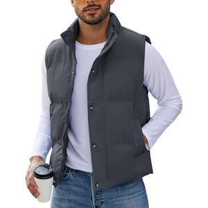 Gilet d'hiver unisexe épais et uni avec fermeture éclair, logo personnalisé, doublure en lin réversible, sans manches, long, avec capuche - Product Image 1