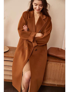 Abrigo de Invierno Largo de Lana con Solapa, Ajustado, Color Sólido, para Mujer, Ecológico, con Forro de Seda, Colección 2026 - Product Image 6
