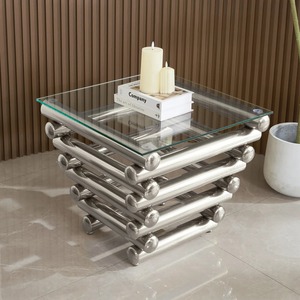 Mesa de Centro Rectangular Moderna de Lujo Ecológica, Muebles de Vidrio y Metal de Nuevo Diseño para Sala de Estar, Hogar, Bodas y Hoteles - Product Image 2