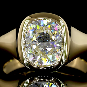 Bague de fiançailles solitaire en diamant de laboratoire de forme coussin brillant de 2,50 carats en or 14 carats, bijoux de mariée haut de gamme - Product Image 1