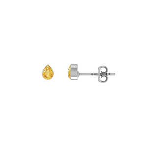 925 Sterling Silver <b>Citrine</b> Natural Pear Oval Shape Butterfly Lock Stud <b>Earrings</b> Trendy Bezel Setting 3 Pack Anniversary Party - Product Image 4