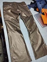 Pantalon en cuir de célébrité dorée pour femmes pantalon en peau de mouton véritable sur mesure Sexy dames pantalon en or