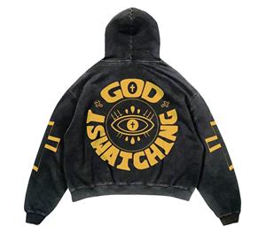 Sweat à capuche court personnalisé hommes haute qualité Streetwear broderie mode surdimensionné Boxy luxe 430G bouffée impression coton à capuche - Product Image 6