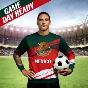 Camiseta de Poliéster de Manga Corta con Estampado Digital 3D de la Serie Águila Mexicana para Adultos, para Estrellas y Aficionados del Fútbol - Product Image 1