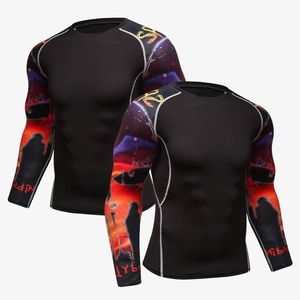 Customize Your Own Logo Digital Print Full Sleeve <b>Compression</b> Rash Guard for MMA BJJ Spandex/Polyester Quick Dry Breathable <b>Men</b> - Product Image 5