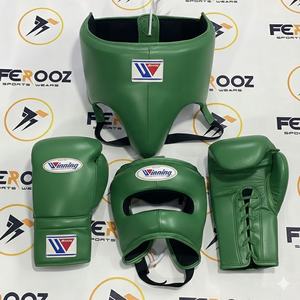 All Color Available Customized <b>MMA</b> Boxing Gloves Sparring Set with Hand Grips Full Black Leather Headgear & <b>Groin</b> <b>Guard</b> - Product Image 5