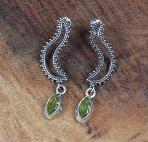 Women's Boho Style 925 Sterling <b>Silver</b> <b>Drop</b> <b>Earrings</b> Handmade with Gold Plating Trending Peridot Gemstone Jewelry Gift for Mom - Product Image 3