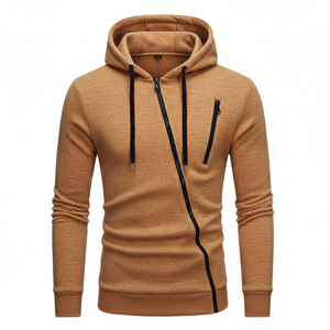 Sweat à capuche en molleton de coton pour hommes, veste à fermeture éclair douce avec fermeture éclair intégrale, logo personnalisé, vêtements décontractés de sport, ensemble de sweat à capuche en gros - Product Image 2