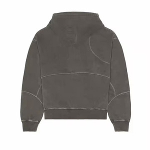 Sudadera con capucha de manga larga de puntada de contraste personalizada de alta calidad para hombres bolsillos con cremallera inclinada lateral lavado pesado para la temporada de invierno OEM - Product Image 2