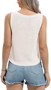 Débardeur en tricot rayé d'été pour femmes Pull à col rond de style doux. - Product Image 3