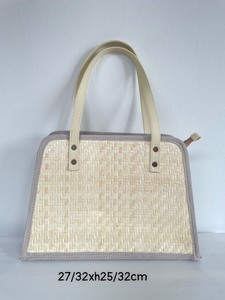 Été Nouvelle Collection Femmes Tissé à la Main Naturel Carex Herbe Sac à Main Fermeture à Glissière Deux Poignées Florales Voyage Ville Promenades - Product Image 5