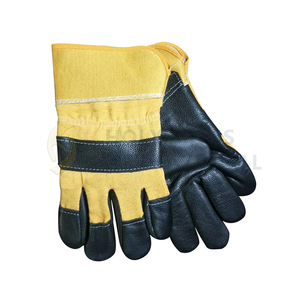 Gants de jardinage en cuir de vachette véritable marron de qualité B Gants de travail de paume coupés et résistants à la chaleur à l'intérieur du coton EN420 - Product Image 2