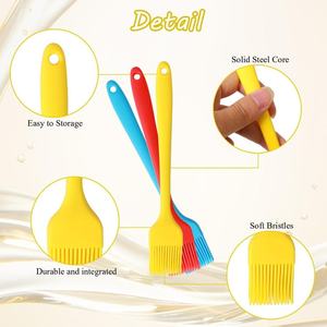 Cross-border <b>Small</b> Food Grade Platinum Silicone Oil Brush High-Temperature Resistant 21cm Baking Cloth Special 3PCS Barbecue - Product Image 3
