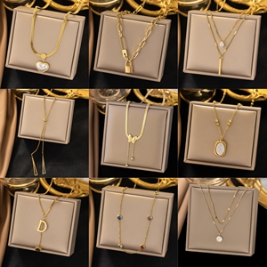 Collier en acier inoxydable pour femmes, collier doré polyvalent tendance, idéal pour un cadeau, bijoux tendance, vente en gros - Product Image 2