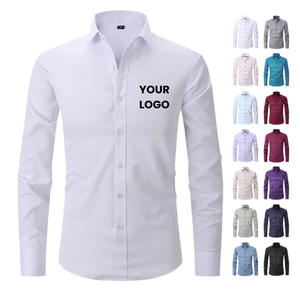 เสื้อเชิ้ตแขนยาวของผู้ชายเสื้อสีดำและสีขาวผ้าฝ้ายขนาดใหญ่พิเศษโลโก้ตามสั่ง - Product Image 1