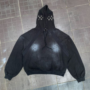 Sweat à capuche surdimensionné en molleton vintage délavé à l'acide, personnalisé, décontracté, 350 grammes, lourd, avec cordon de serrage, imprimé, 100% coton, strass - Product Image 1
