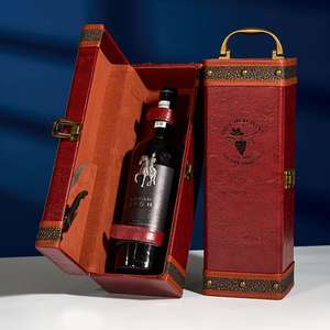 Cajas de regalo de vino de madera personalizadas, sets de vino individuales con cubierta de cuero, cajas de papel, cajas de regalo de vino elegantes, diseño de empaque con logotipo. - Product Image 3