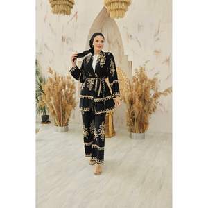 Marina Patterned Viscose Hijab 2 Piece Set Mink - Product Image 3