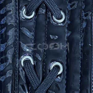 OEM ODM <b>Black</b> PVC Underbust <b>Corset</b> with Front Zipper & Lace-Up Design Shiny Waist Trainer <b>Corset</b> Manufacturer & Supplier - Product Image 4