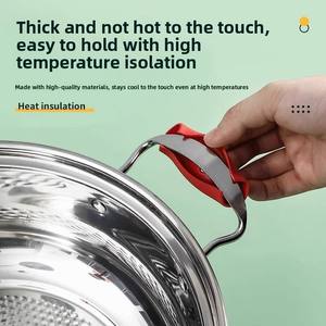 Protège-oreilles en silicone pour poignées de couvercles, résistants à la chaleur et à l'abrasion, pour casseroles, cuiseurs vapeur et marmites à soupe, gants isolants anti-brûlure - Product Image 2