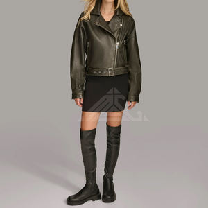 Chaqueta de cuero PU personalizada para mujer Chaqueta ajustada con diseño de motorista con cremallera elegante para marcas y revendedores - Product Image 5