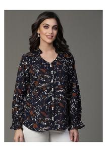 Haut à volants en crêpe pour filles à la mode et élégantes Une mode incontournable qui combine sophistication et style de fête moderne - Product Image 2