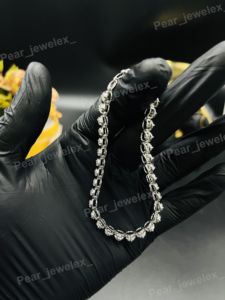 Round Brilliant Cut Moissanite Diamond Iced Out 925 <b>Silver</b> Luxury Bling Tennis Bracelet <b>For</b> Women And <b>Men</b> Wear - Product Image 4