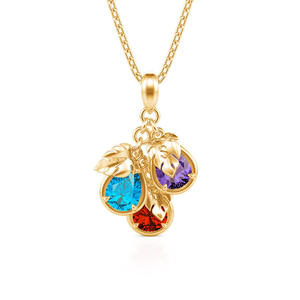 Jeulia Custom Pear Birthstone <b>Initial</b> <b>Necklace</b>-Gold Plated Zircon Pendant - Product Image 1