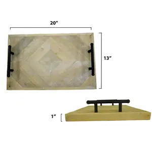 Plateau en métal haut de gamme pour la décoration de table d'hôtel, plateau de service en bois de luxe fait main, design zen tendance, multifonctionnel, Noël - Product Image 6