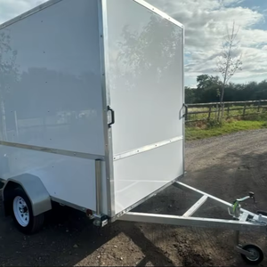 Remorque de bureau de qualité supérieure 8 pieds x 5 pieds avec fenêtre latérale, porte et doubles portes arrière en blanc - Product Image 1