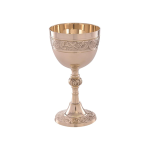 Premium Brass Goblet Gold Finish | Handmade Engraved Chalice <b>Cup</b> Vintage Style Table Decor | Elegant Metal Serveware Gift - Product Image 1
