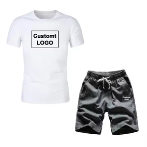 Conjunto de pantalones cortos de punto transpirables para correr y gimnasio estilo callejero de verano para hombre con camiseta estampada para actividades al aire libre - Product Image 4