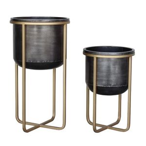 Haute qualité noir Antique meilleure vente support doré décor à la maison jardinière Pot de fleur lot de 2 - Product Image 6