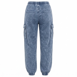 Pantalones de chándal de algodón con efecto desgastado para mujer al por mayor, estilo urbano holgado para invierno - Product Image 4
