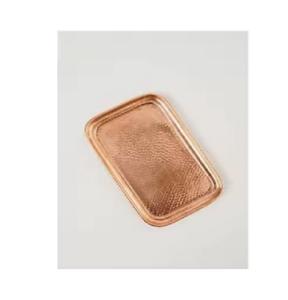 Hotel & Home, bandeja para servir alimentos de forma cuadrada con diseño martillado Chapado en cobre, uso en la cocina, bandejas de vajilla de lujo con asas de hojas - Product Image 4